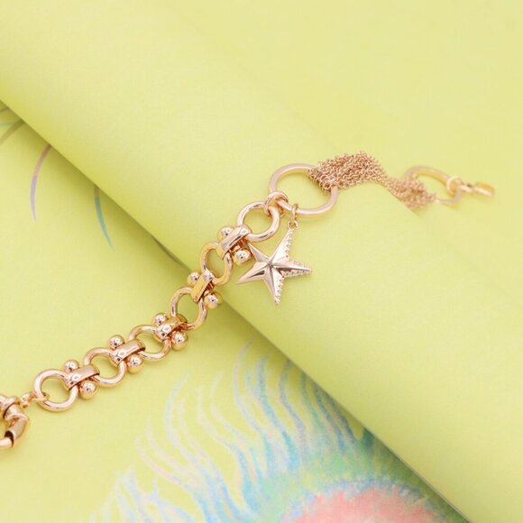 "Chic Rose Gold Charm Bracelet with Star Pendant, XPBL1005 - Picture 4 of 12